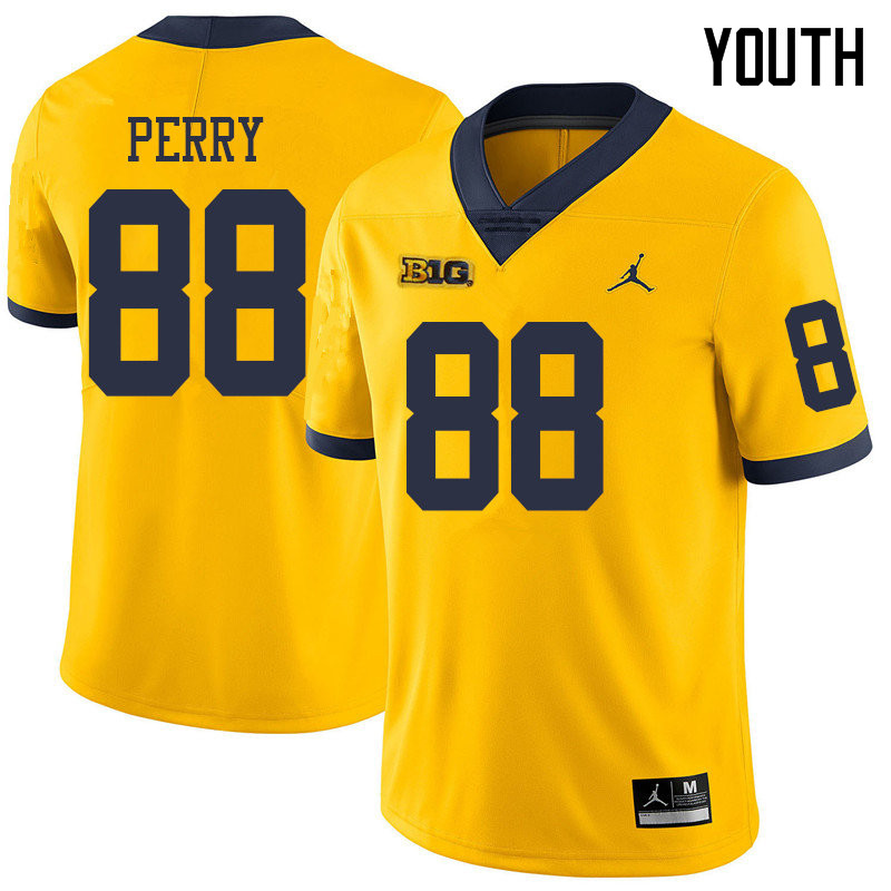 Jordan Brand Youth #88 Grant Perry Michigan Wolverines College Football Jerseys Sale-Yellow